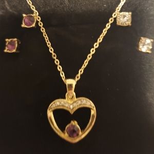 Macys Darling 3 pc Cz necklace and earring set